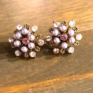 Betsy Johnson Gold and Crystal Earrings